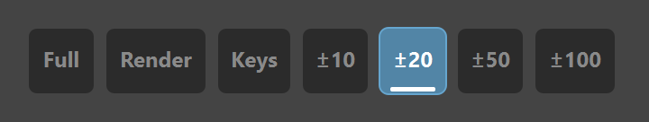 Buttons reading Full, Render, Keys, and plus or minus 10, 20, 50 and 100, with plus or minus 20 lit.